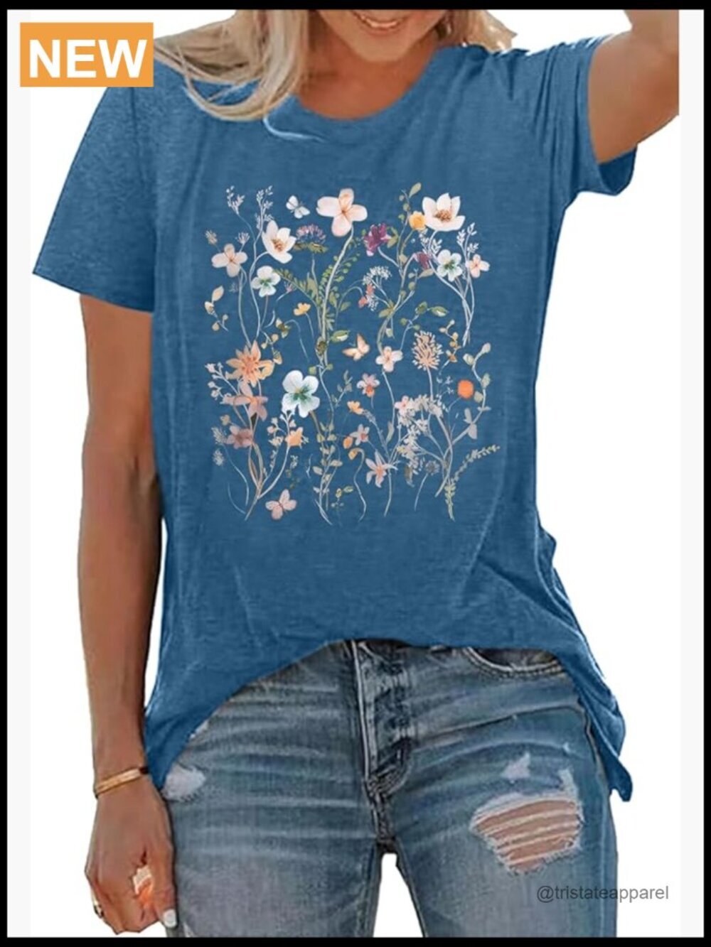 Floral Graphic T-Shirt Crew Neck Short Sleeve Casual Top